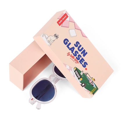 Gafas de sol infantiles blanco forma redonda lentes oscuros Hello Hossy
