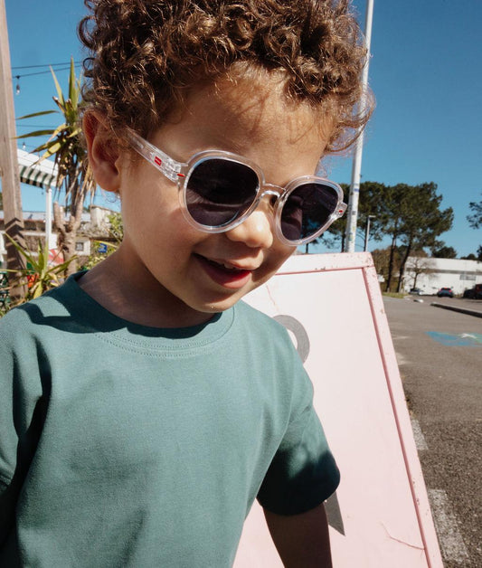 Lunettes de soleil enfant blanc transparent forme ronde Hello Hossy