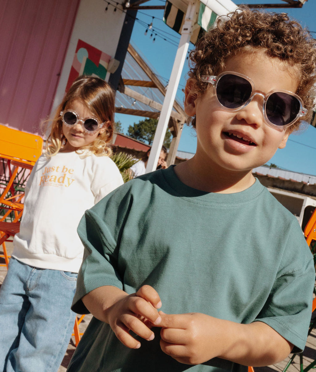 Gafas de sol infantiles blanco transparente forma redonda Hello Hossy