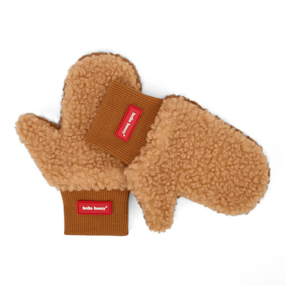 Manoplas de borreguito bicolor Heaty Sven para niño y bebé – vista plana - cara beige