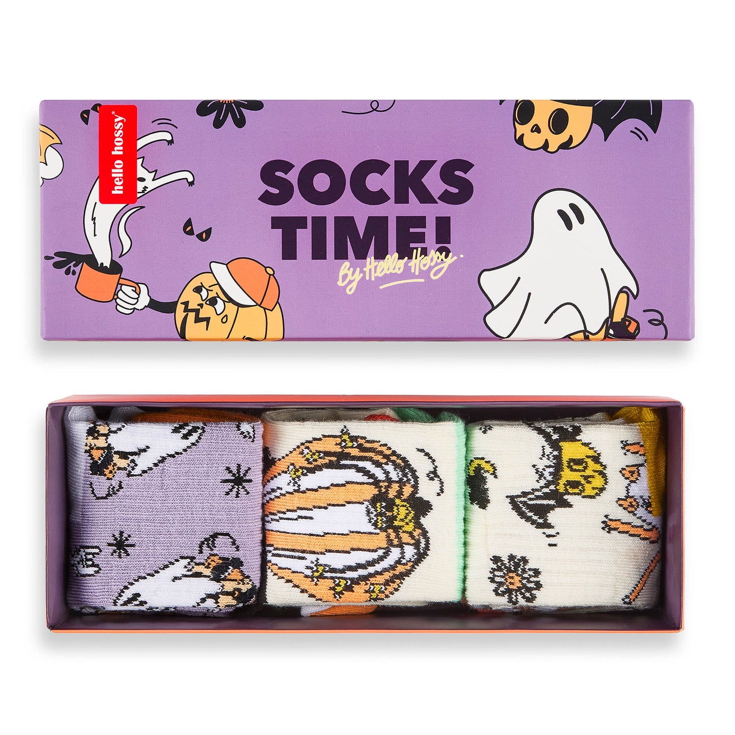Pack de calcetines infantiles con estampados de Halloween, calabaza y fantasma colorido Hello Hossy