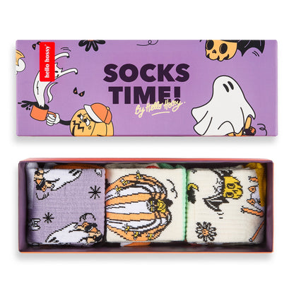 Pack de calcetines infantiles con estampados de Halloween, calabaza y fantasma colorido Hello Hossy
