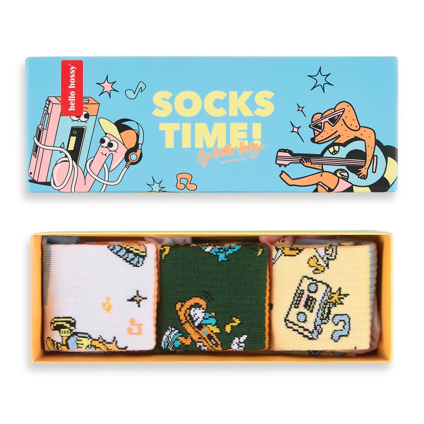 Pack de calcetines infantiles coloridos con estampados de música de algodón orgánico Hello Hossy