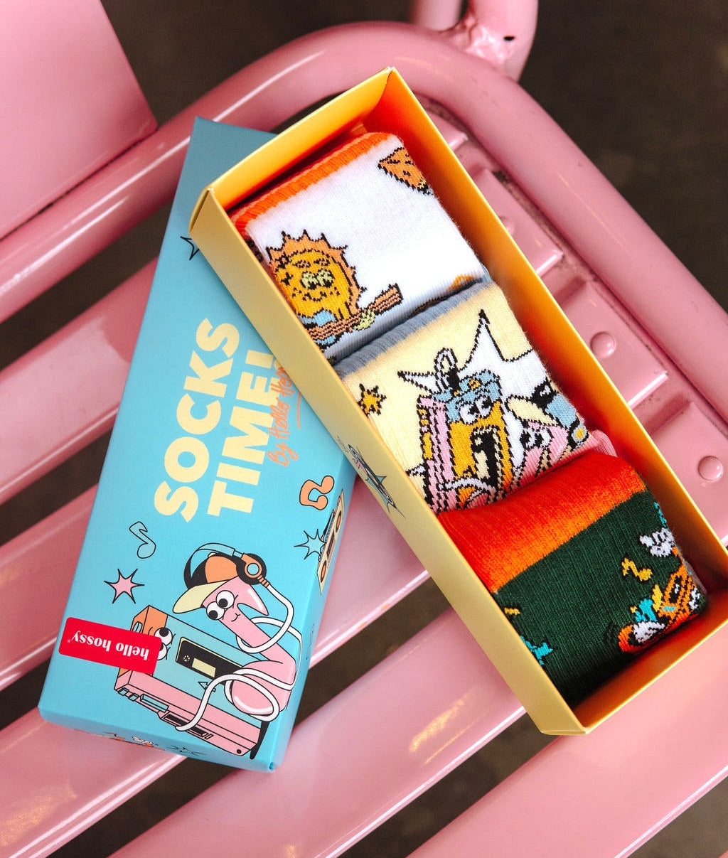 Pack de calcetines infantiles con estampados musicales de colores, algodón orgánico Hello Hossy