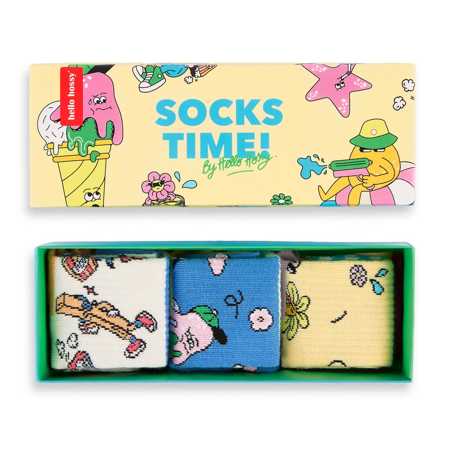 Pack de calcetines infantiles de algodón orgánico con estampados coloridos Hello Hossy