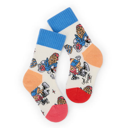 Calcetines infantiles con estampado de mascota azul, rojo y naranja Hello Hossy