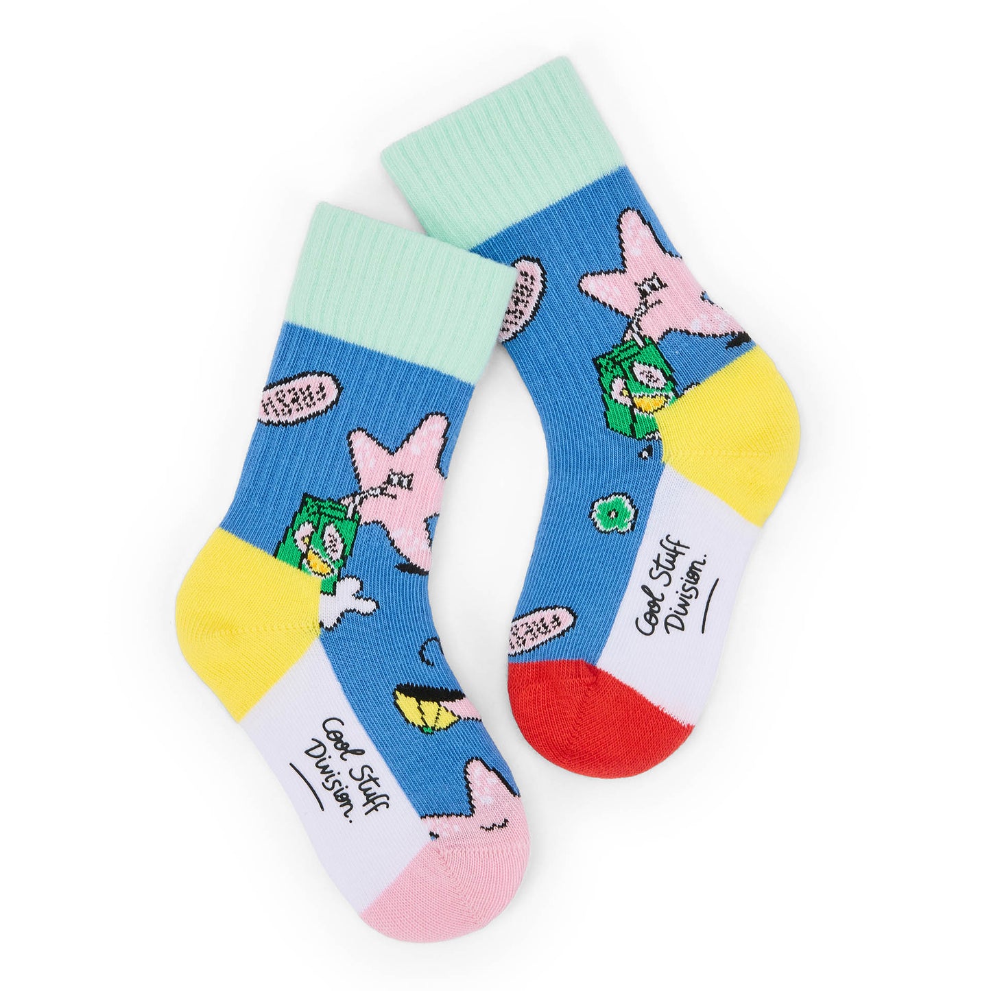 Calcetines infantiles azul, amarillo y verde con estampados de estrella rosa Hello Hossy