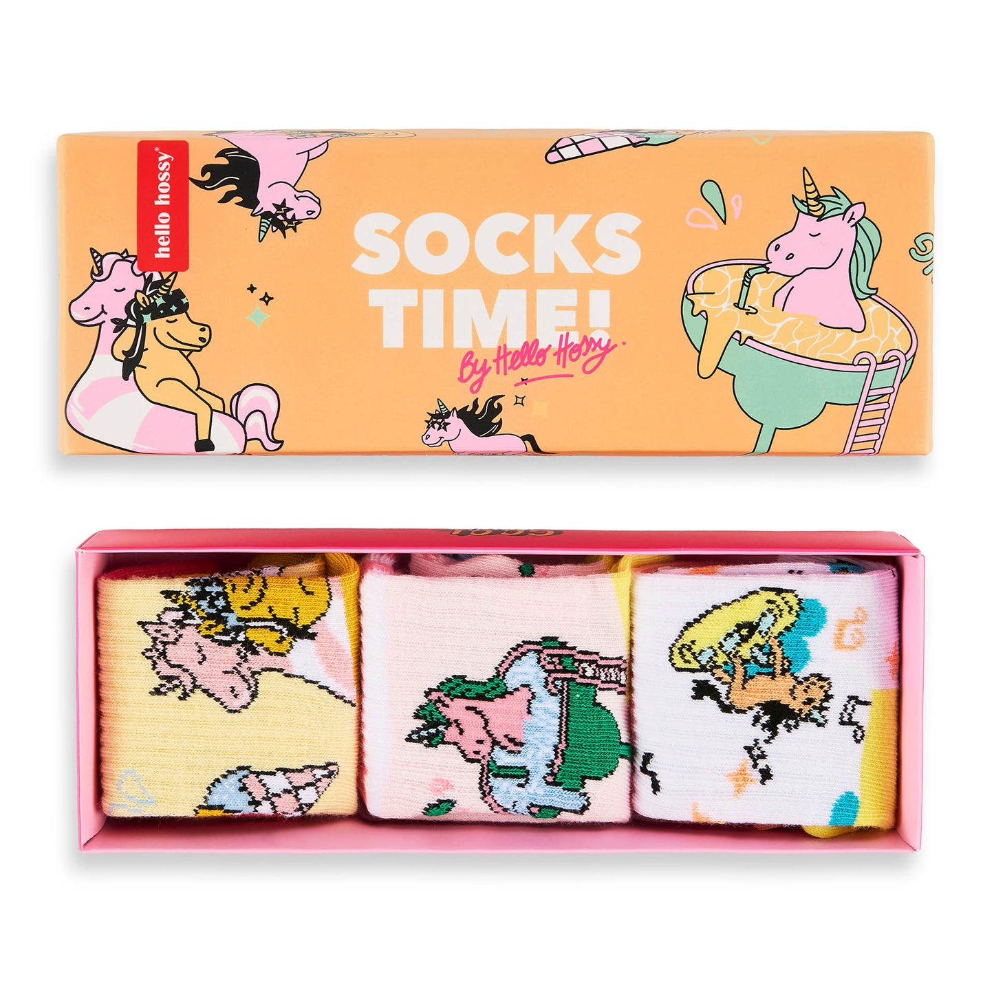 Pack chaussettes enfant motifs licorne multicolore coton biologique Hello Hossy