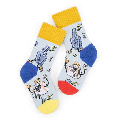 Calcetines infantiles con estampado de deporte azul, amarillo y rojo Hello Hossy