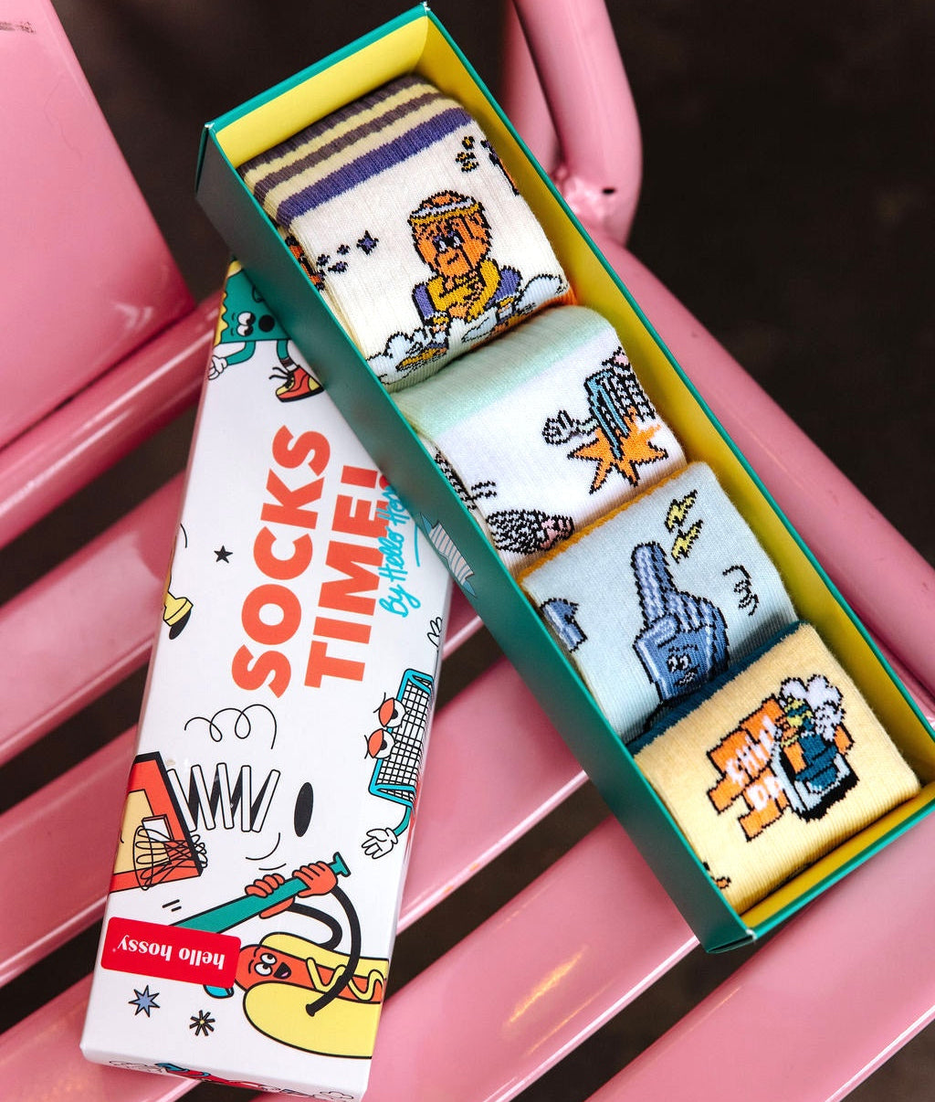 Pack de calcetines infantiles con estampados deportivos de colores en algodón orgánico Hello Hossy