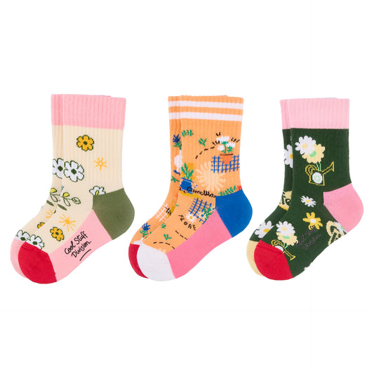Pack de 3 paires de chaussettes pour enfant à motifs fleurs – vue à plat