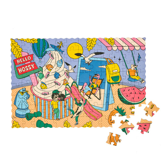 Puzzle pour enfant Hello Hossy "Ice Cream Day" partiellement assemblé – vue à plat – fond blanc