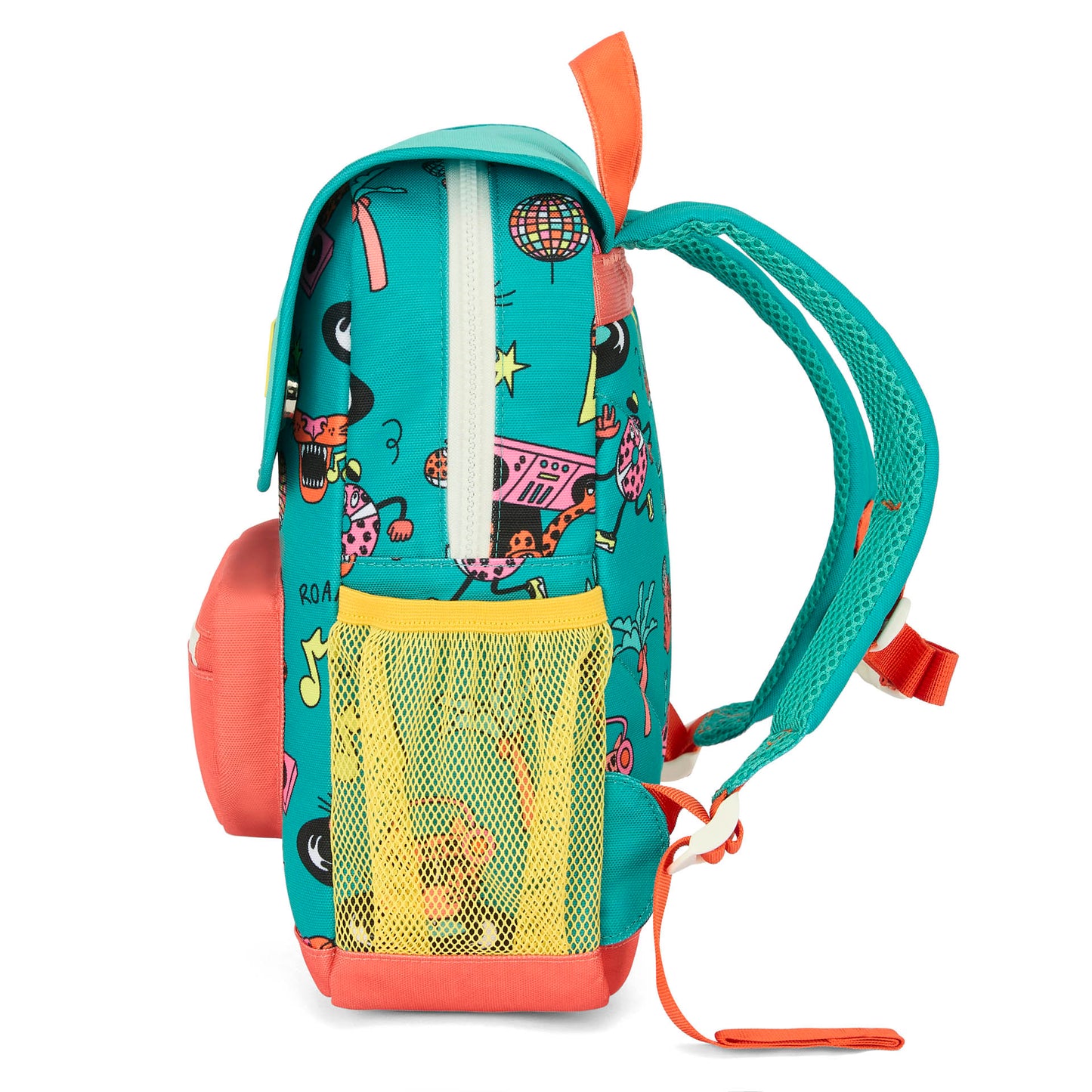 Mochila infantil verde coral motivo animales bolsillos de malla Hello Hossy