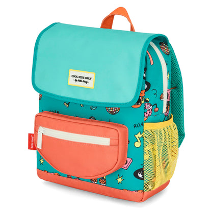 Mochila infantil verde coral con motivo de animales bolsillo frontal Hello Hossy