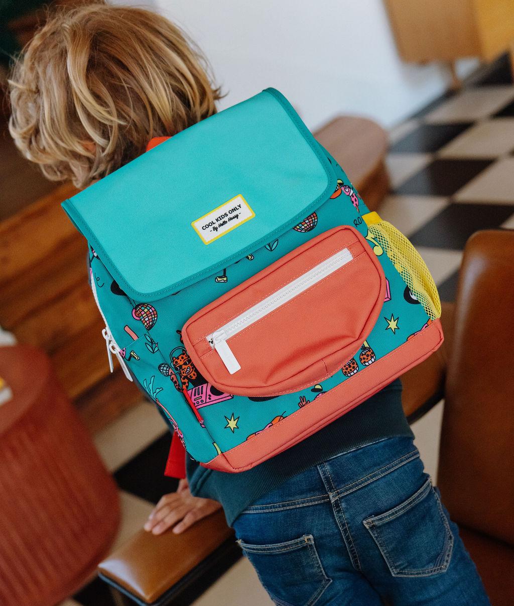 Mochila infantil verde coral estampado animales Hello Hossy