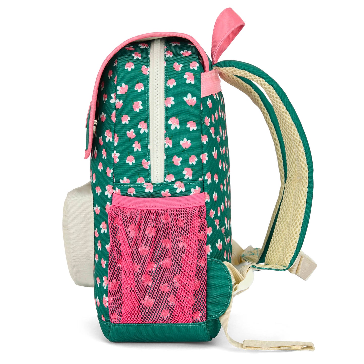 Mochila infantil verde flores Rosas bolsillo de red Hello Hossy