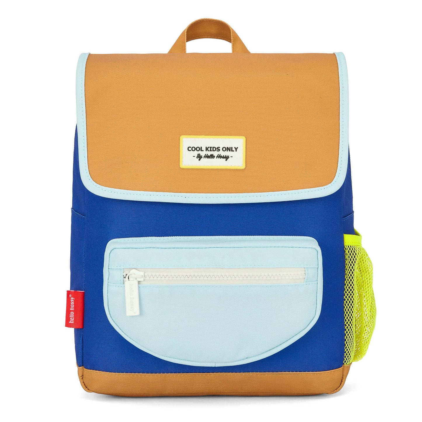 Mochila infantil azul funda con cremallera carcasa camel Hello Hossy