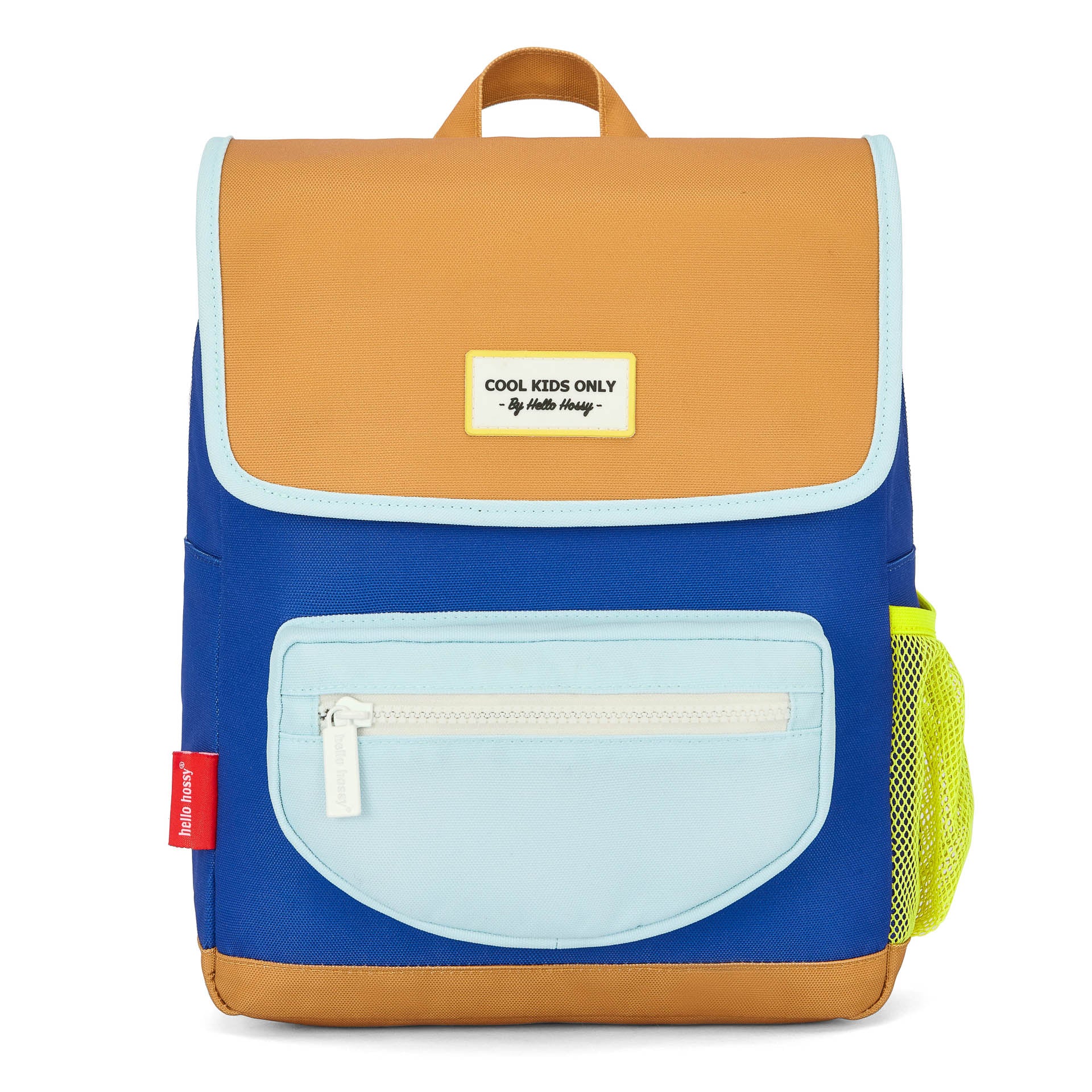 Mochila infantil azul funda con cremallera carcasa camel Hello Hossy