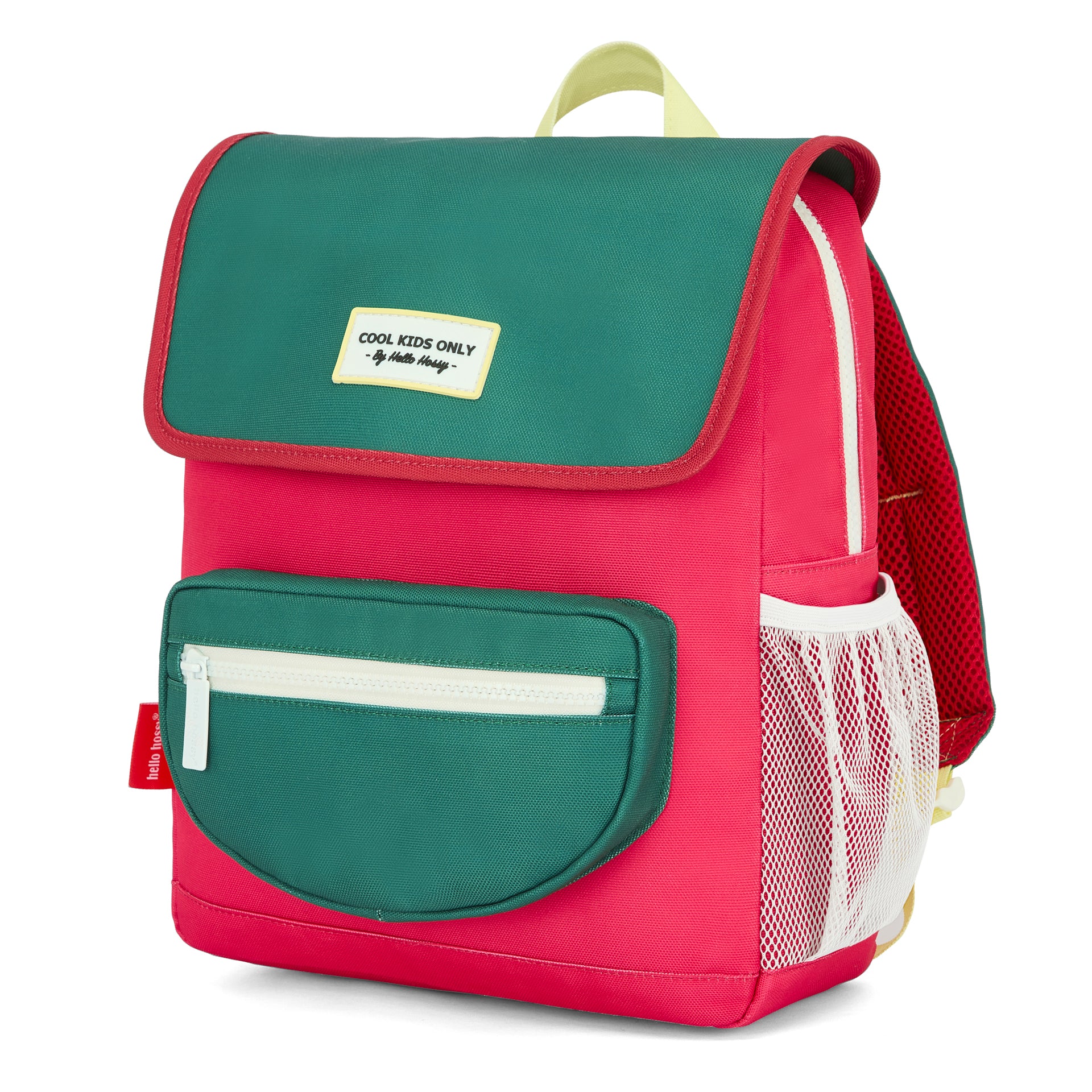 Mochila infantil Framboise verde bolsillo delantero Hello Hossy