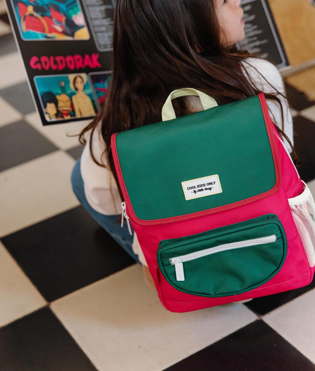 Mochila infantil Framboise verde bolsillo delantero Hello Hossy