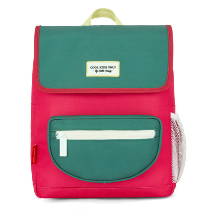 Mochila infantil Framboise verde bolsillo con cremallera Hello Hossy