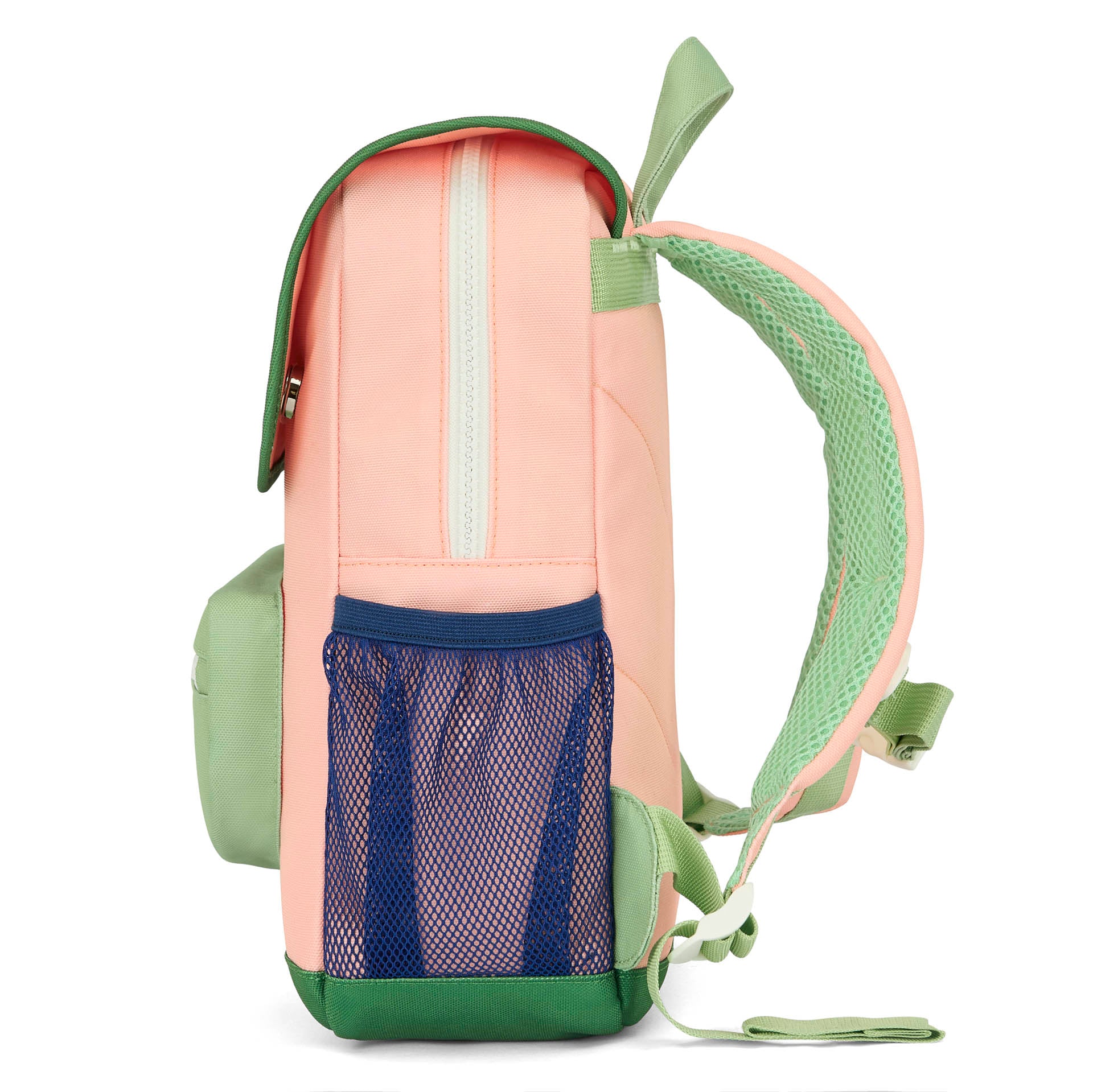 Mochila infantil rosa verde bolsillo de malla Hello Hossy