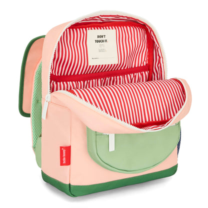 Mochila infantil rosa verde interior a rayas Hello Hossy