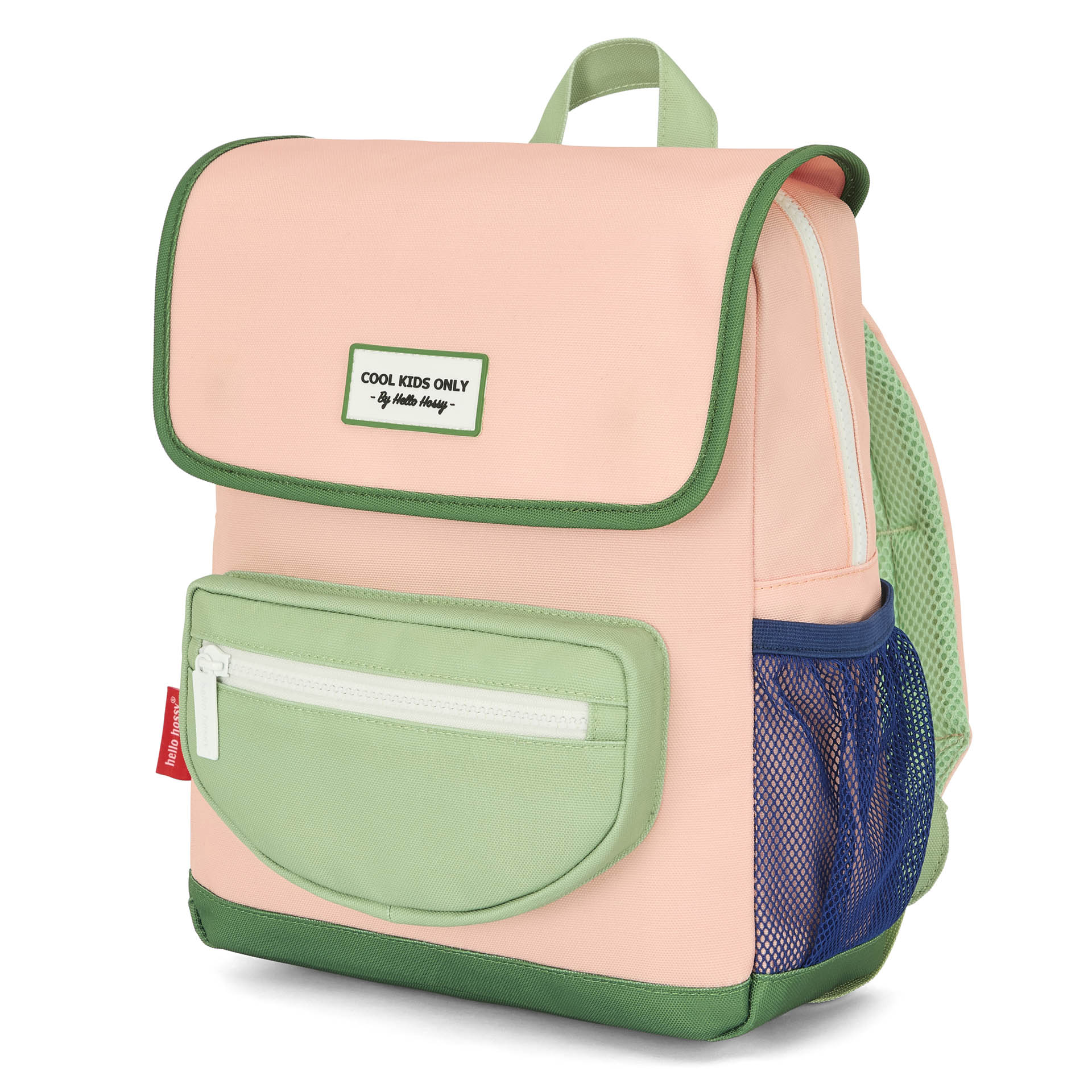 Mochila infantil rosa verde bolsillo delantero Hello Hossy