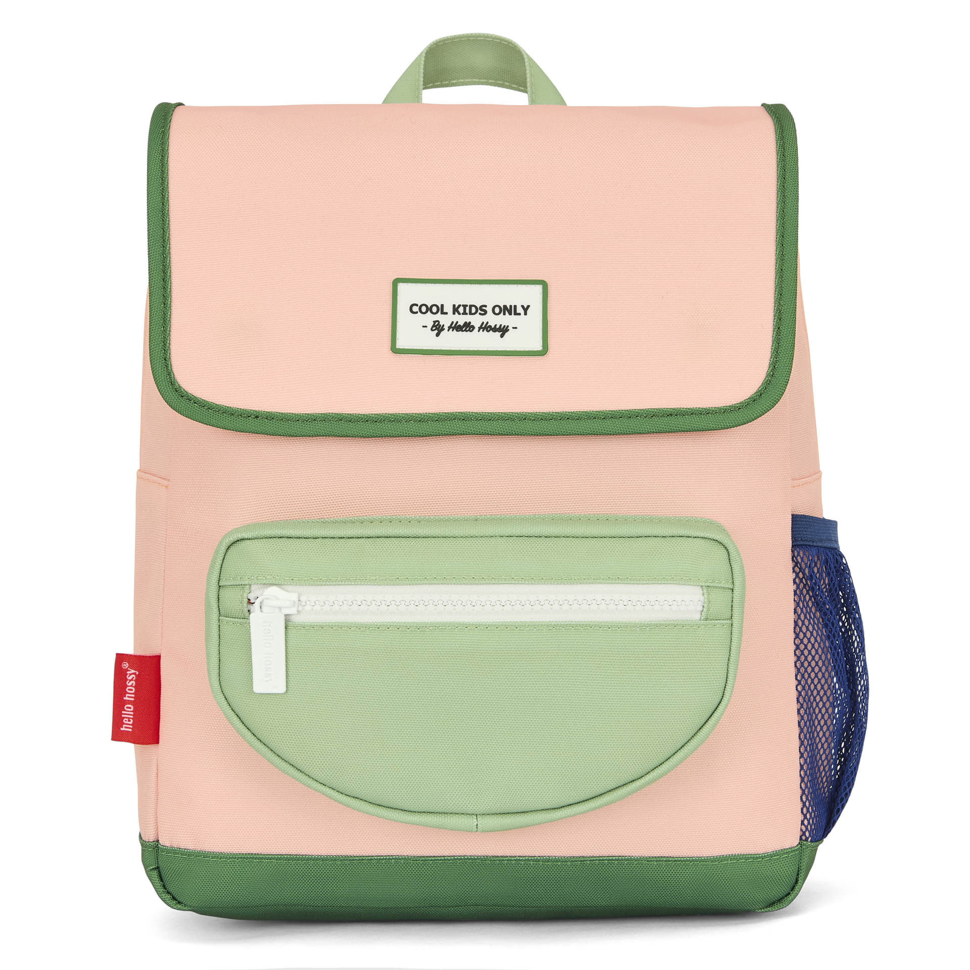 Mochila infantil rosa verde bolsillo delantero Hello Hossy