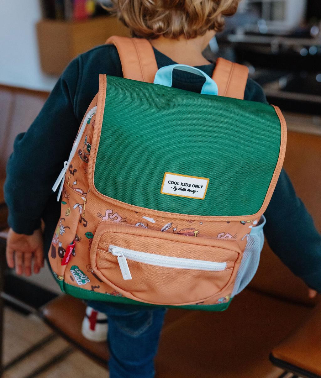 Mochila infantil marrón verde motivo música Hello Hossy
