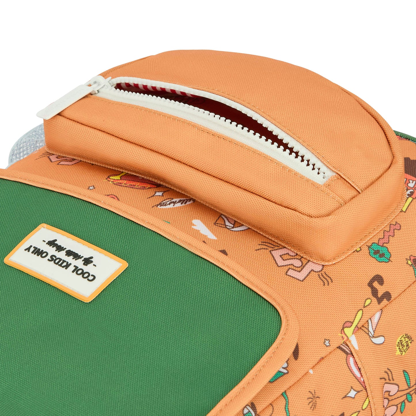 Mochila infantil marrón estampado música funda frontal Hello Hossy