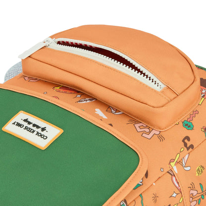 Mochila infantil marrón estampado música funda frontal Hello Hossy