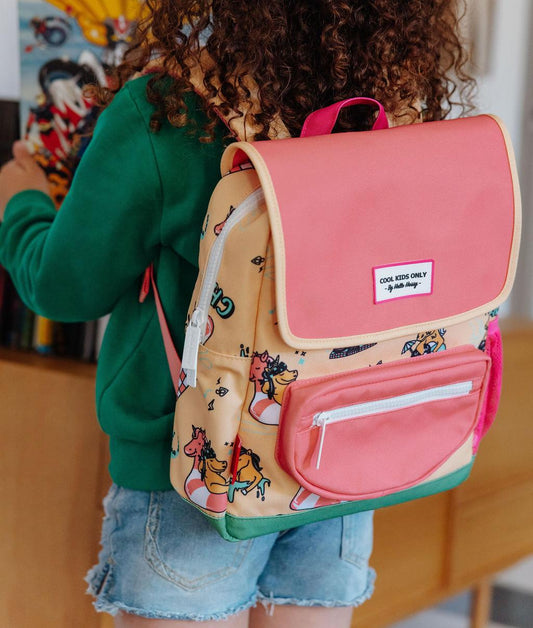 Mochila infantil amarillo rosa motivo unicornio Hello Hossy