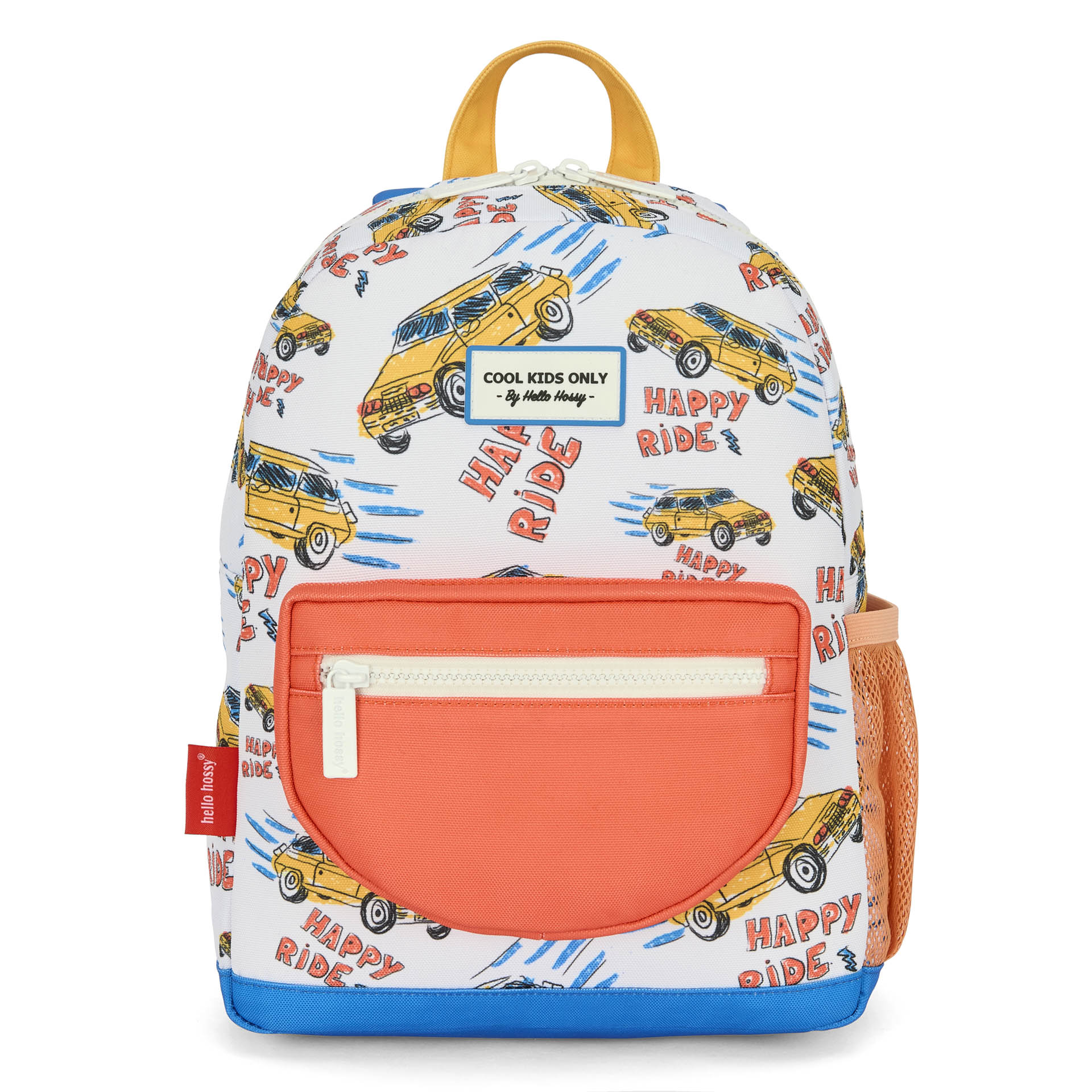 Sac à dos enfant blanc orange motif voitures Hello Hossy