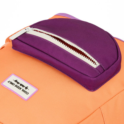 Mochila infantil naranja bolsillo violeta Hello Hossy