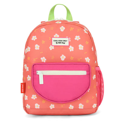 Mochila infantil coral estampado flores bolsillo rosa Hello Hossy
