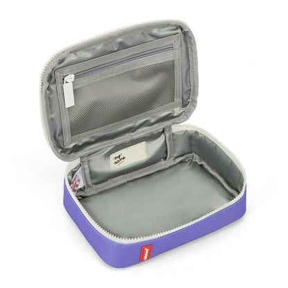 Bolsa de Merienda infantil violeta interior gris compartimento con cremallera Hello Hossy