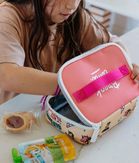 Bolsa de Merienda infantil amarillo rosa motivo unicornio Hello Hossy