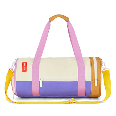 Sac de sport enfant beige violet camel bandoulière jaune Hello Hossy