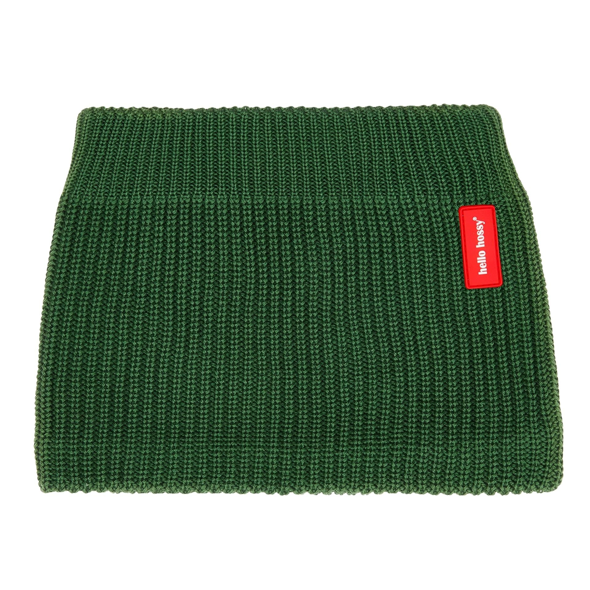 Snood infantil verde de punto acanalado con etiqueta Hello Hossy