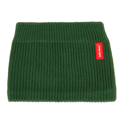 Snood infantil verde de punto acanalado con etiqueta Hello Hossy
