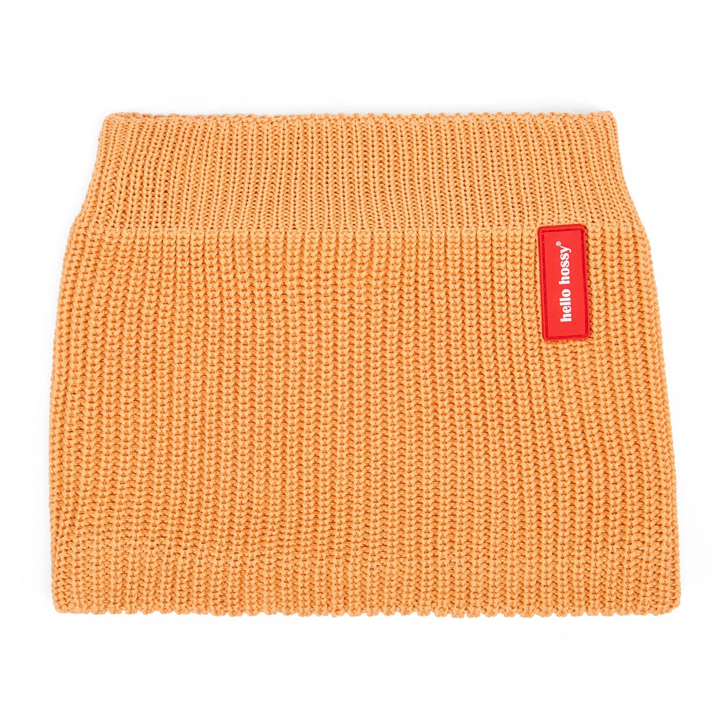 Snood infantil Camel de punto acanalado con etiqueta roja Hello Hossy