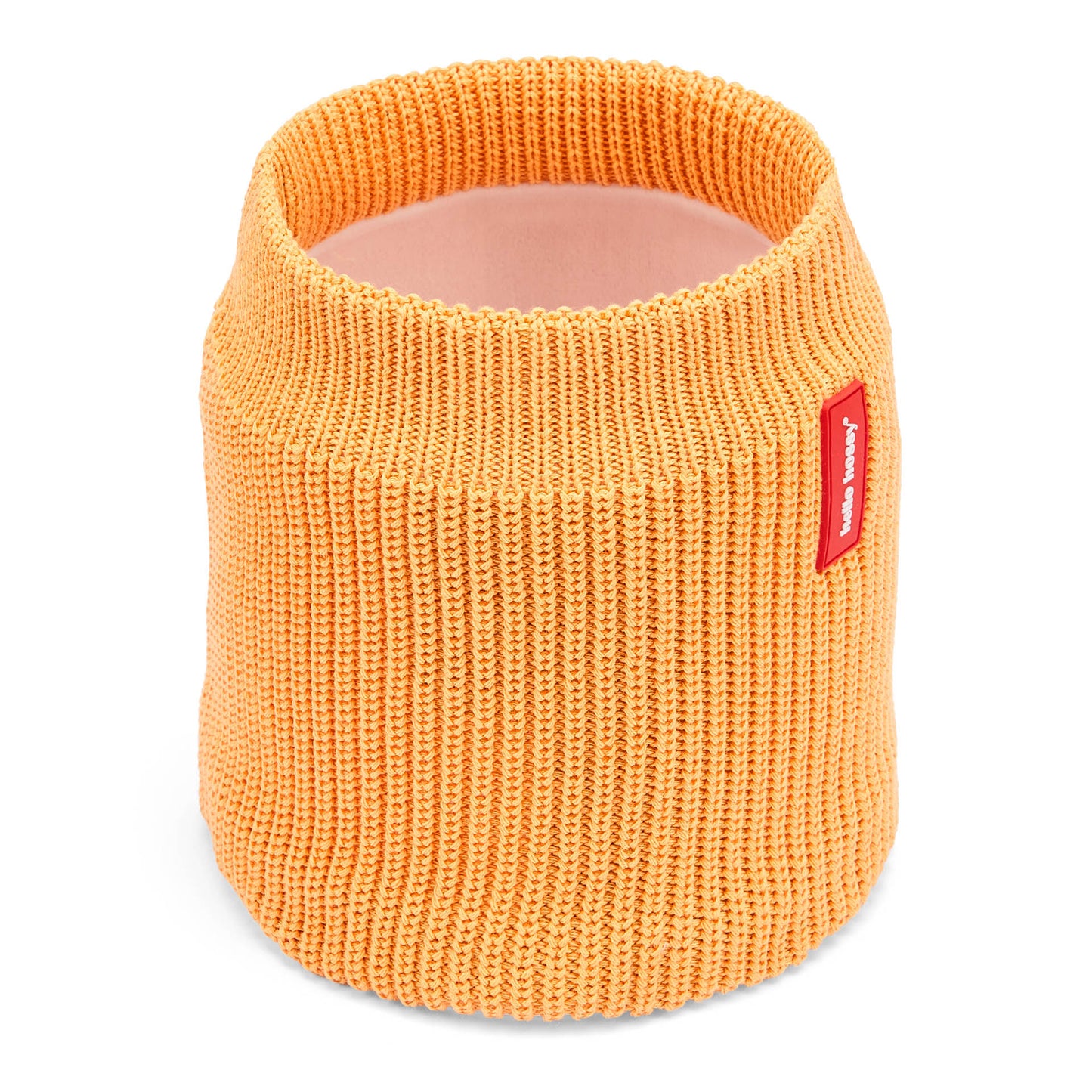 Snood infantil color Camel de punto acanalado con detalle de etiqueta roja Hello Hossy