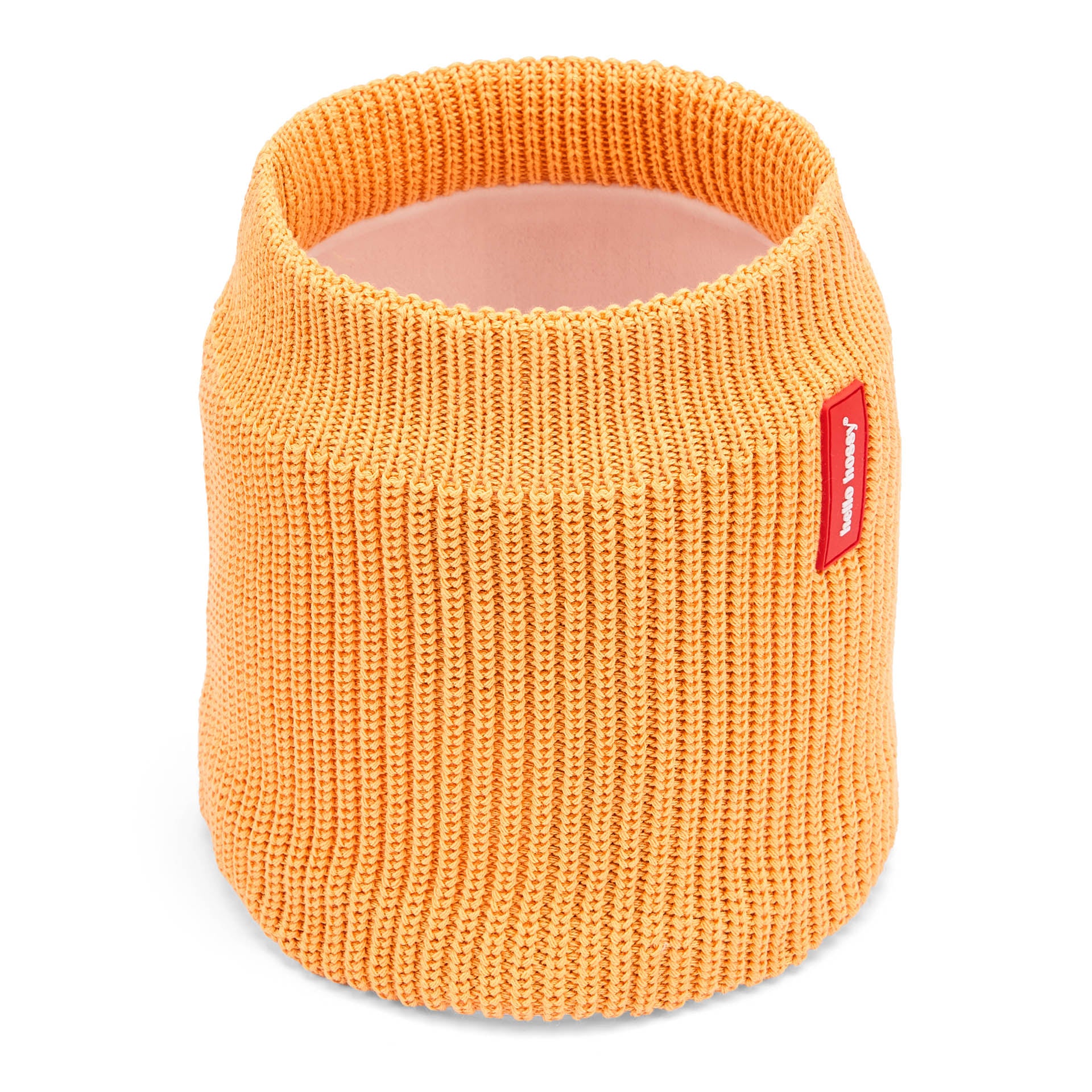 Snood infantil color Camel de punto acanalado con detalle de etiqueta roja Hello Hossy