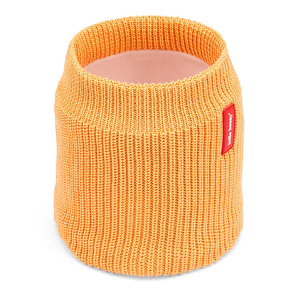 Snood infantil color Camel de punto acanalado con detalle de etiqueta roja Hello Hossy
