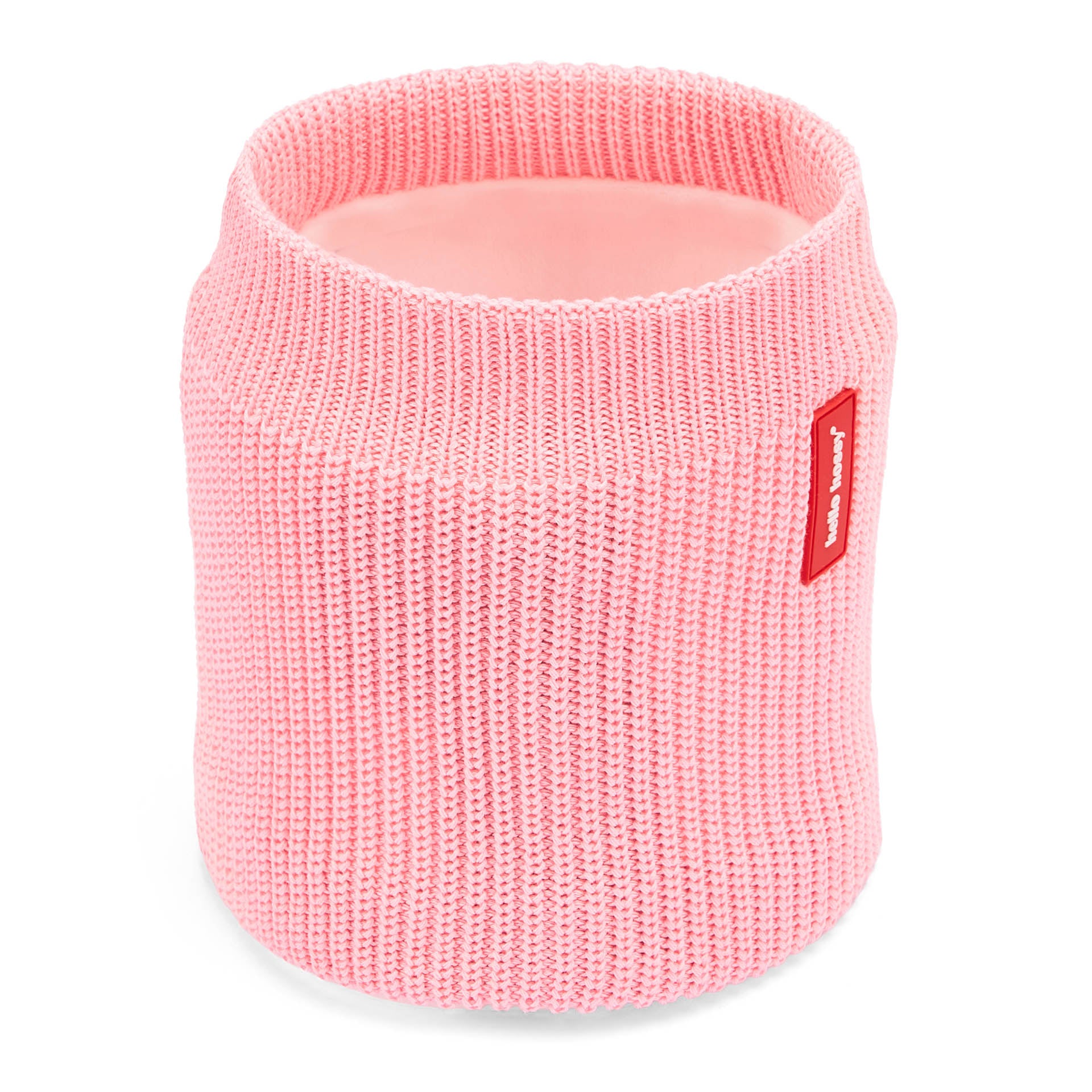 Snood infantil rosa de punto con forro de tejido polar y etiqueta roja Hello Hossy