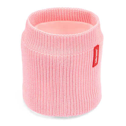 Snood infantil rosa de punto con forro de tejido polar y etiqueta roja Hello Hossy