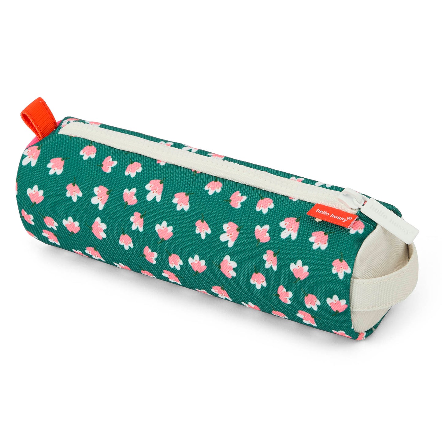 Estuche Escolar infantil verde estampado flores rosa cierre con cremallera Hello Hossy