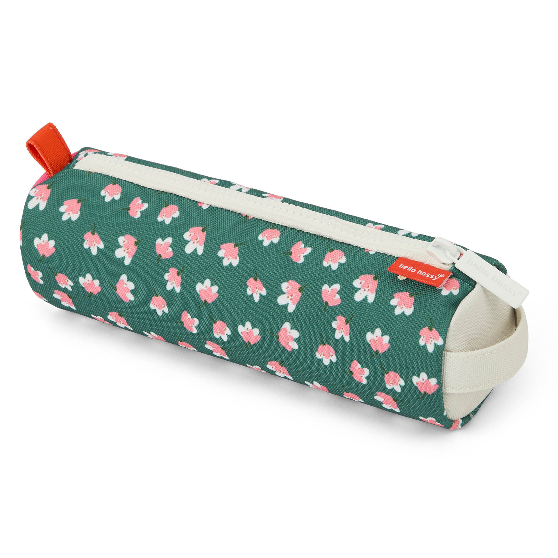 Estuche Escolar infantil verde estampado flores rosa cierre con cremallera Hello Hossy