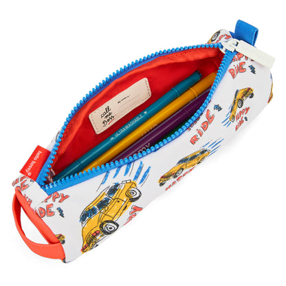 Estuche Escolar infantil blanco estampado Coches interior naranja Hello Hossy